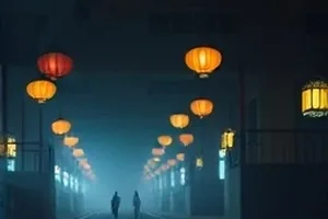 午夜城市天台俯瞰灯火的城市夜景封面主图