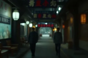 夜间街区霓虹招牌与档案柜的封面图